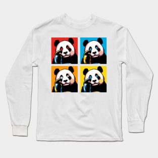 Pop Mocking Panda - Funny Panda Art Long Sleeve T-Shirt